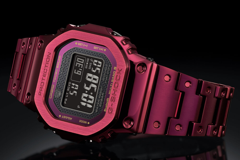 卡西歐 G-Shock 紅色離子鍍?nèi)饘傧蘖堪? class=