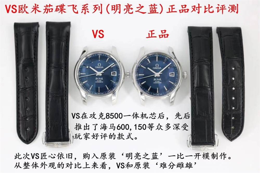 VS廠歐米茄蝶飛「明亮之藍」真假對比評測