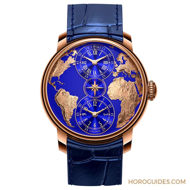 JACOB & CO. - 用最美的克萊因藍，圓一個志向高遠的夢：Jacobs & Co. The World is Yours兩地時間腕表